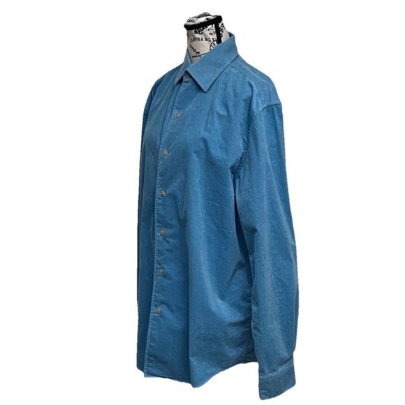 Vtg Y2K Joseph Abboud Blue Corduroy Button Up Shirt M Preppy Old Money Western - Picture 3 of 11